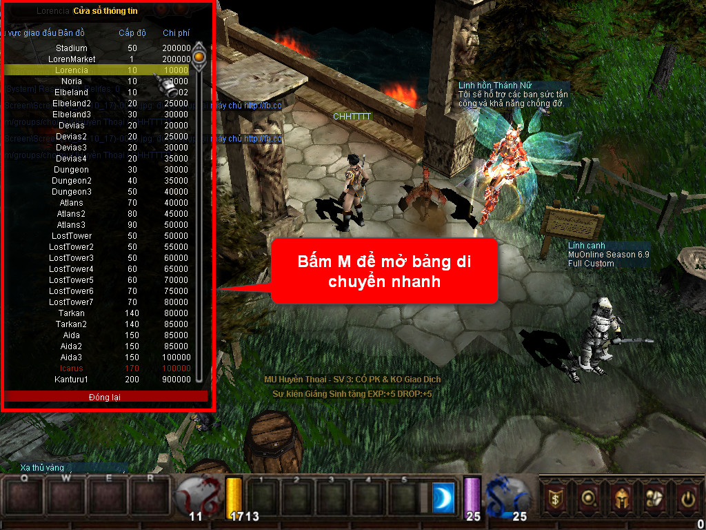 Chức năng chính của Game MU Thiên Vương